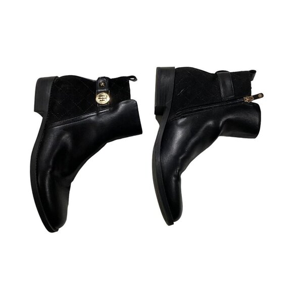 Tommy Hilfiger Isleen Women Black Mixed Media Vegan Leather Quilted Boot Sz 7.5M - Picture 5 of 11